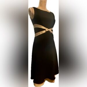 Ann Taylor Black Dress with Cream Bow Accent